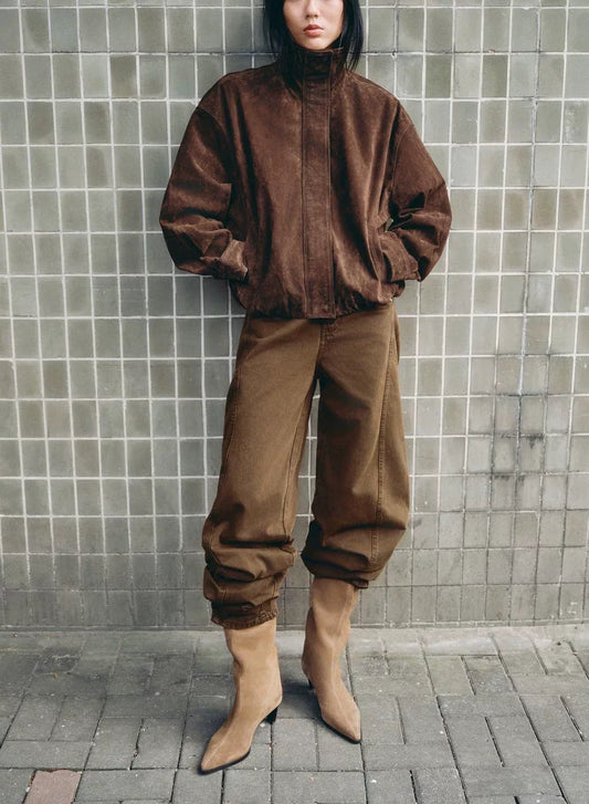 SUEDE EFFECT BOMBER JACKET My Clothina