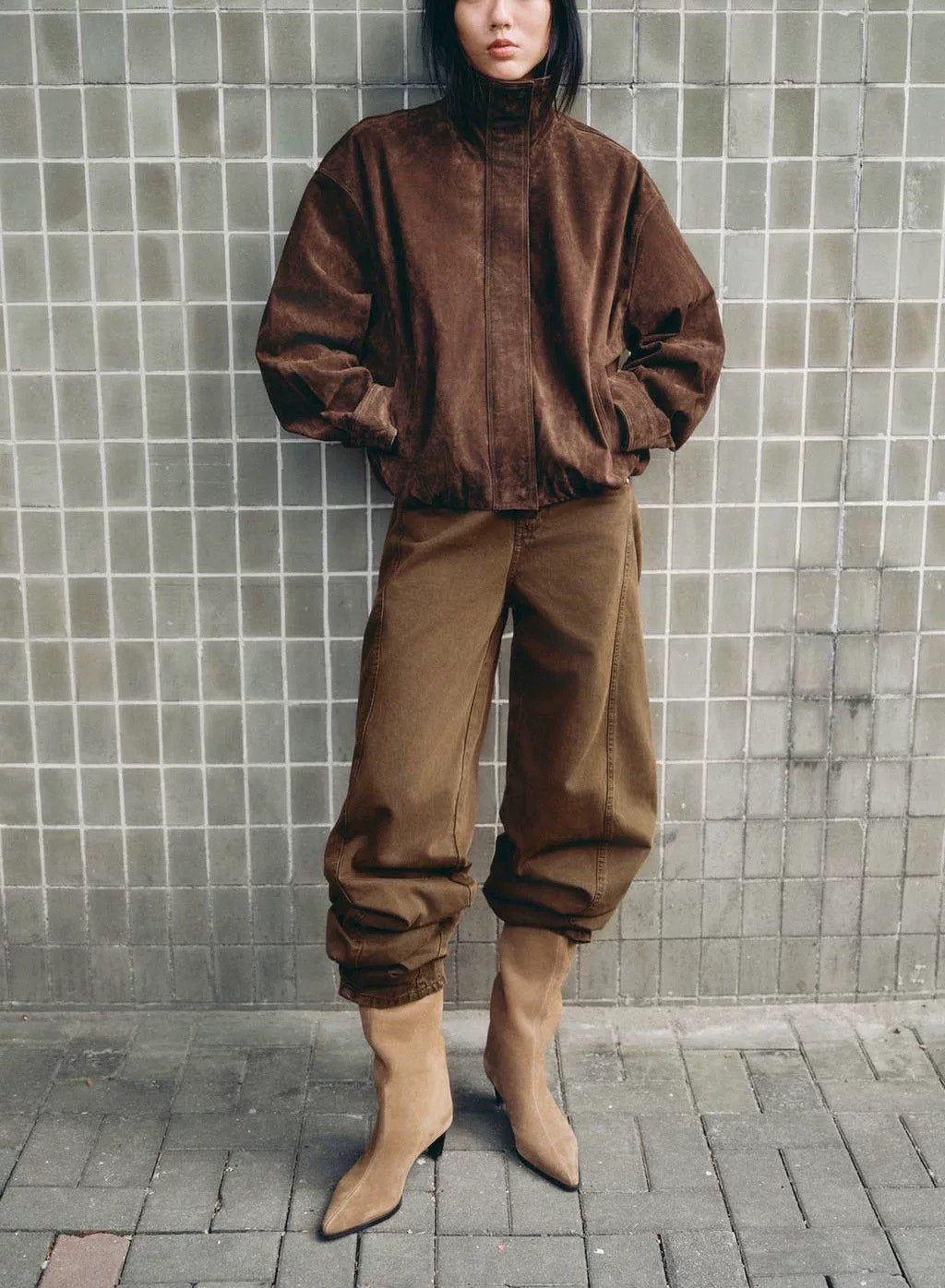 SUEDE EFFECT BOMBER JACKET My Clothina