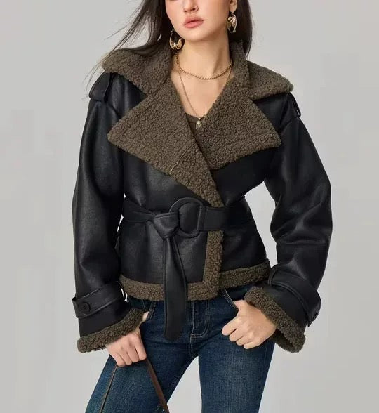 Za Faux Fur Coat with belt – My Clothina